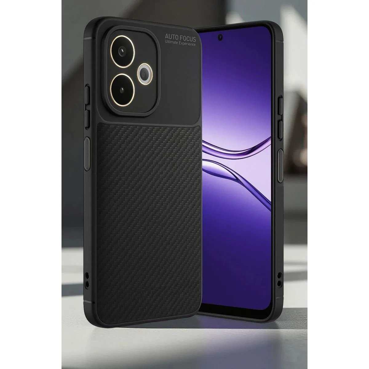 Oppo A5 Pro 4g Kılıf Auto Focus Karbon Kapak - Siyah görsel 2