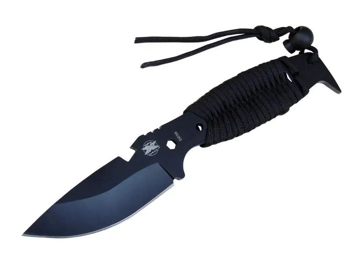 Gear Assault 0238bk Kamp Bıçağı 22, 5 Cm - Siyah, Metal Ampampamp İpli Sap