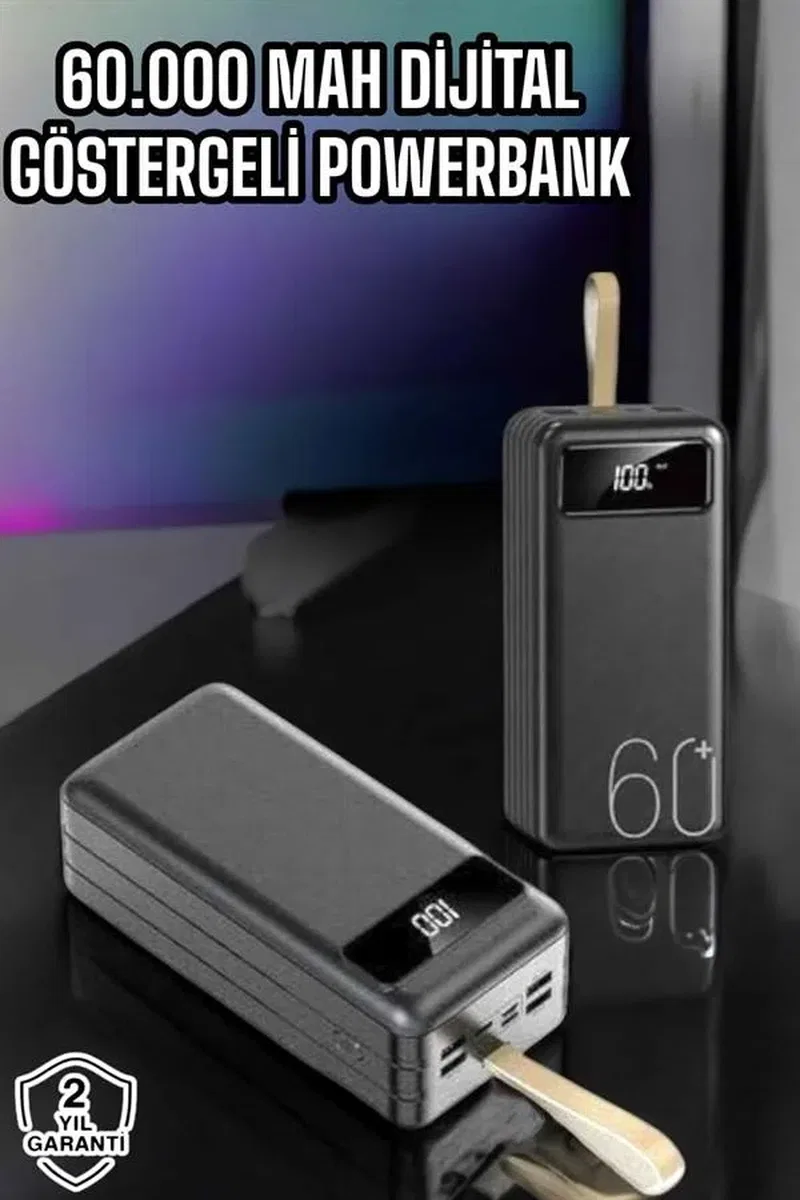 Powerbank 60. 000 Mah Hızlı Şarj 4 Çıkışlı Uzun Şarj Süreli Dijital Göstergeli görsel 2