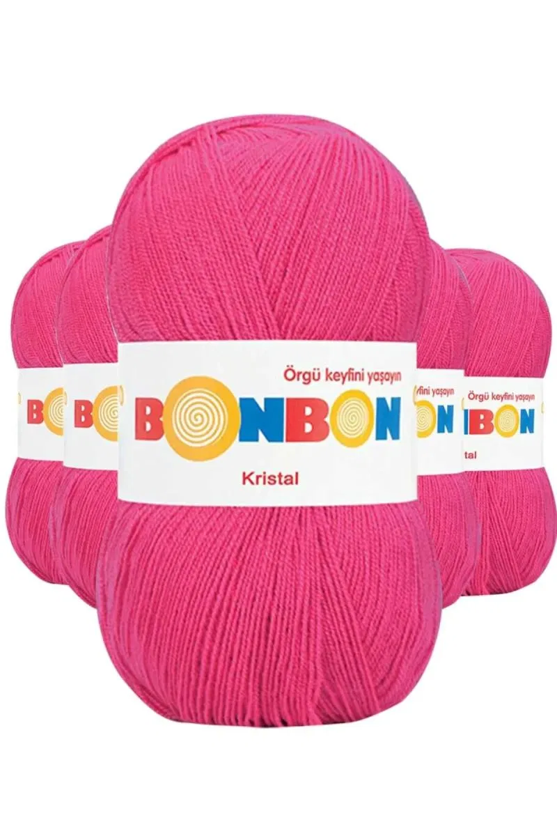 5 Adet Kristal El Örgü Lif İpi Koyu Pembe 98403 - bonbon mudanis
