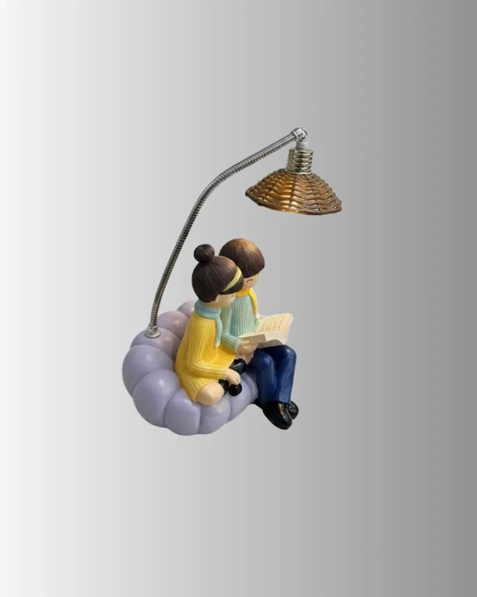 Romantik Çift Temalı Dekoratif Masa Lambası Yumuşak Led Işık görsel 5
