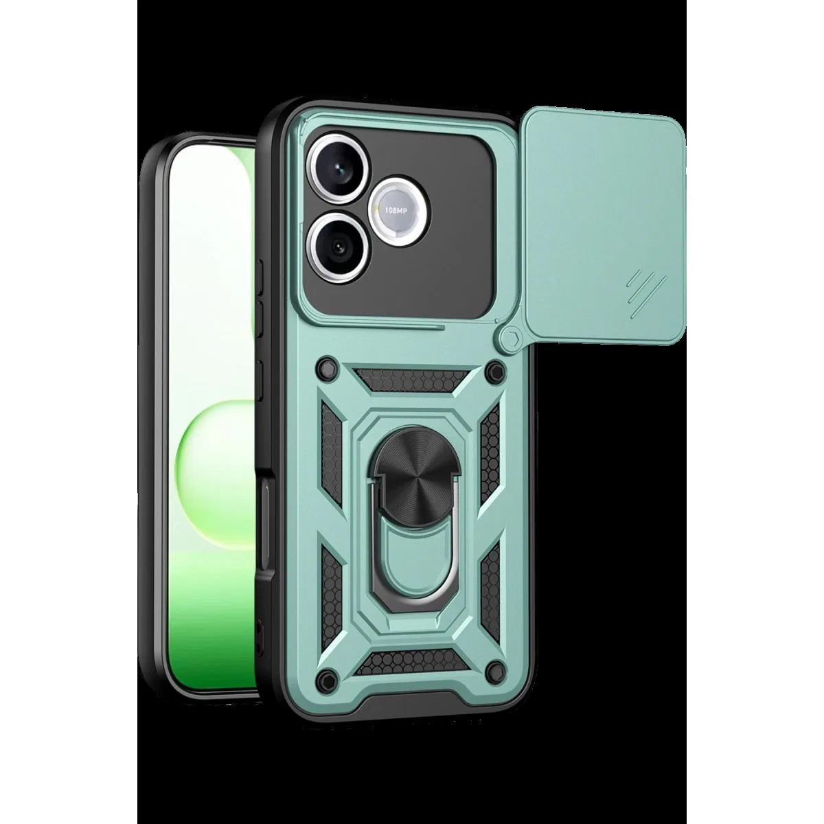 Huawei Honor 600 Lite Pars Lens Yüzüklü Silikon - Yeşil