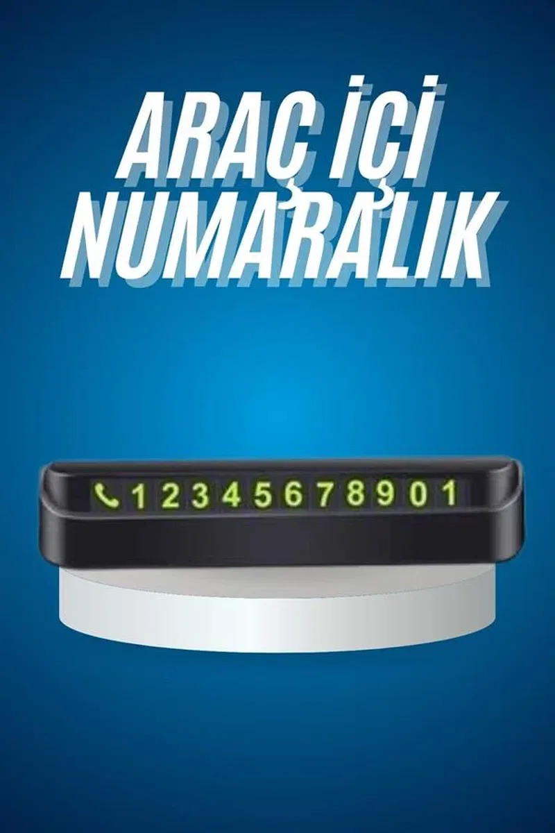 Araç İçi Numaratör Numaralık Oto Cam Kartı Fosforlu Numaratör görsel 2