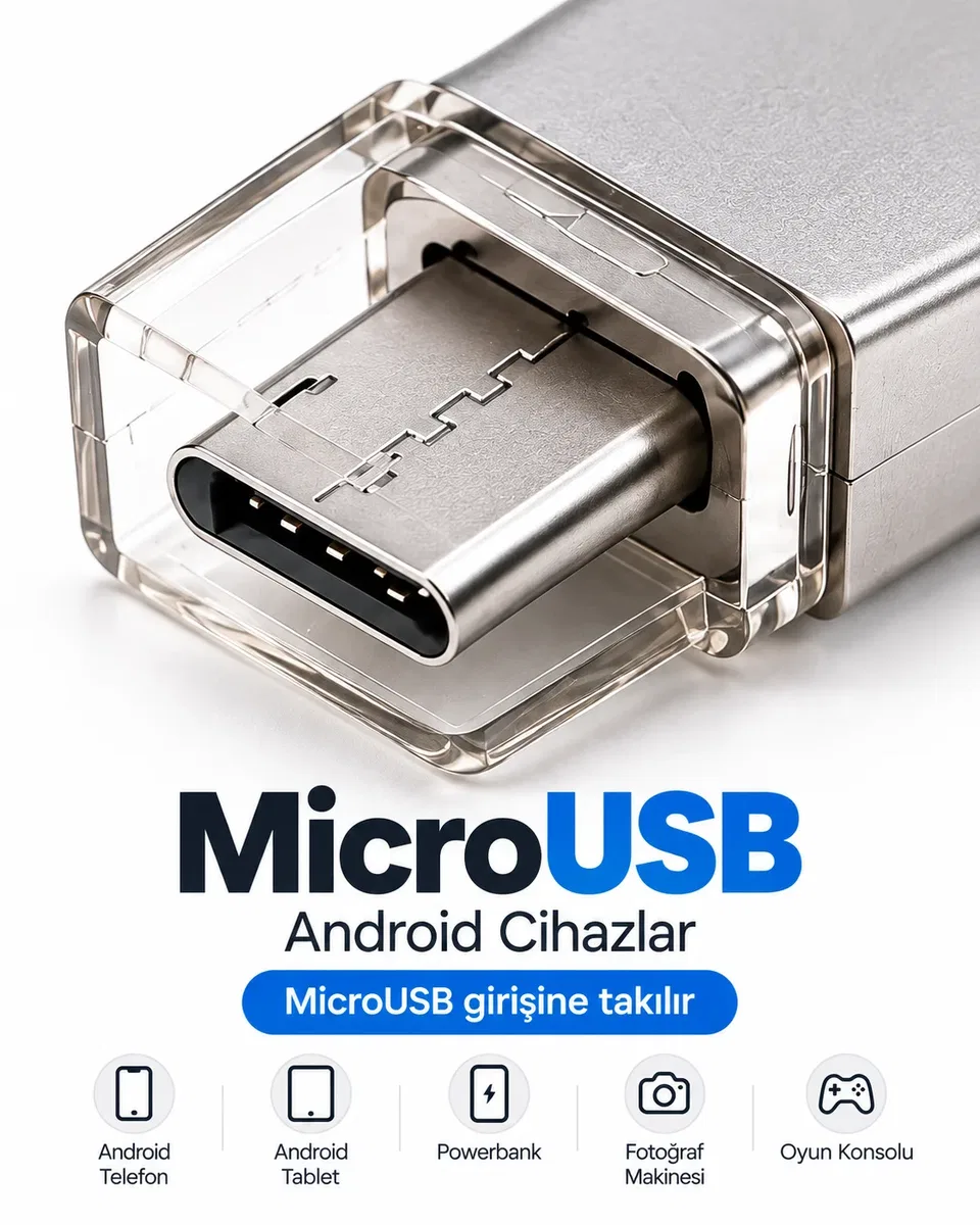 128GB 4’lü Girişli Flash Bellek Lightning Type-C USB-A MicroUSB Telefon Tablet Bilgisayar Uyumlu görsel 3