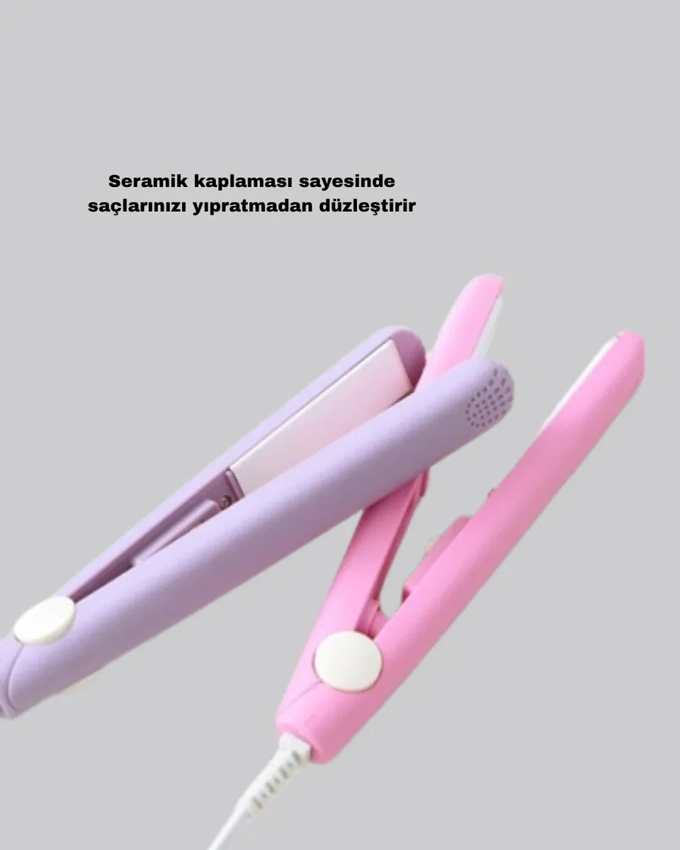 Seyahat Tipi Mini Saç Düzleştirici – Seramik Kaplama, Hızlı Isınma, Kompakt Tasarım görsel 3