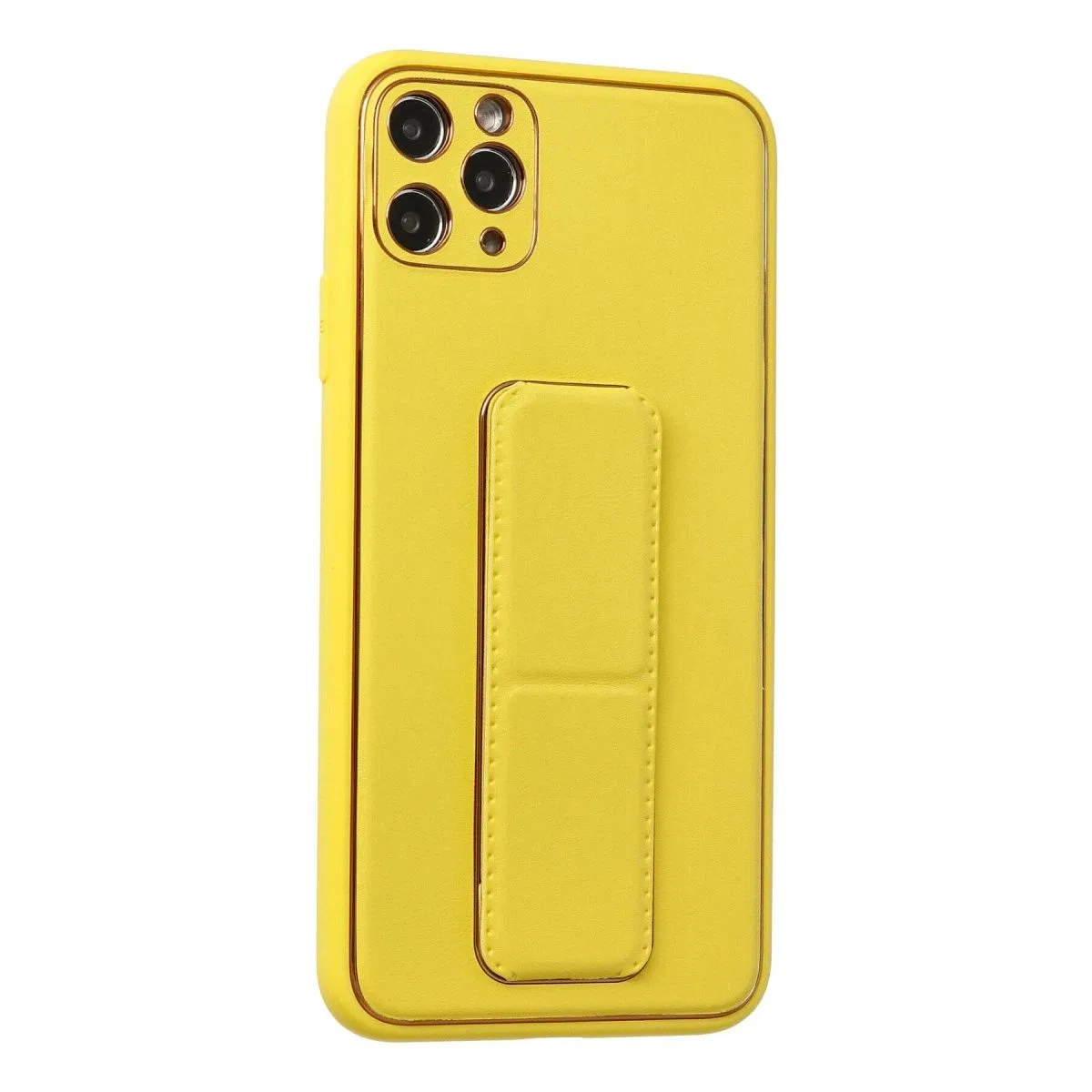 Apple İphone 11 Pro Max Kılıf Coco Deri Standlı Kapak - Sarı görsel 2