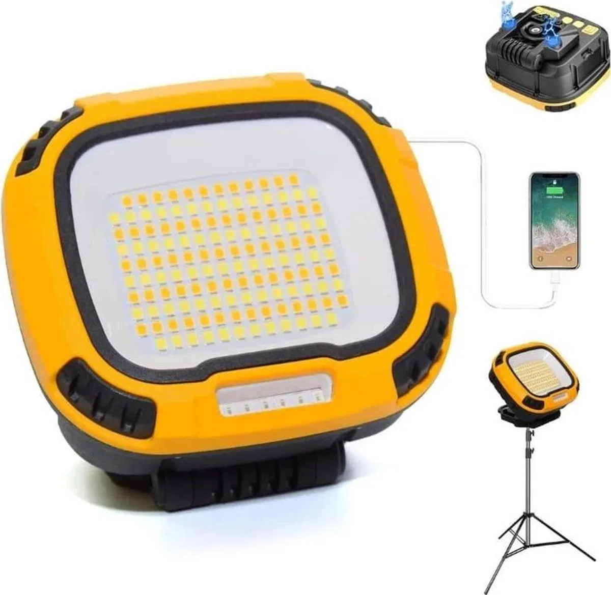Wison Ws-582 Powerbank Özellikli Tripod Bağlantılı Mıknatıslı 3500 Lümen Usb Şarjlı Çalışma Feneri görsel 4