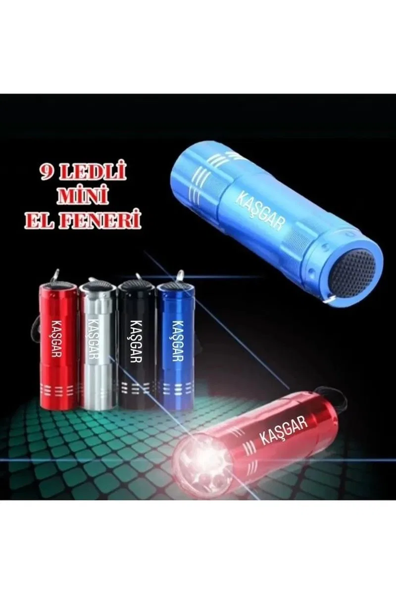 Süper Parlak 9 Ledli Metal Mini El Feneri görsel 2
