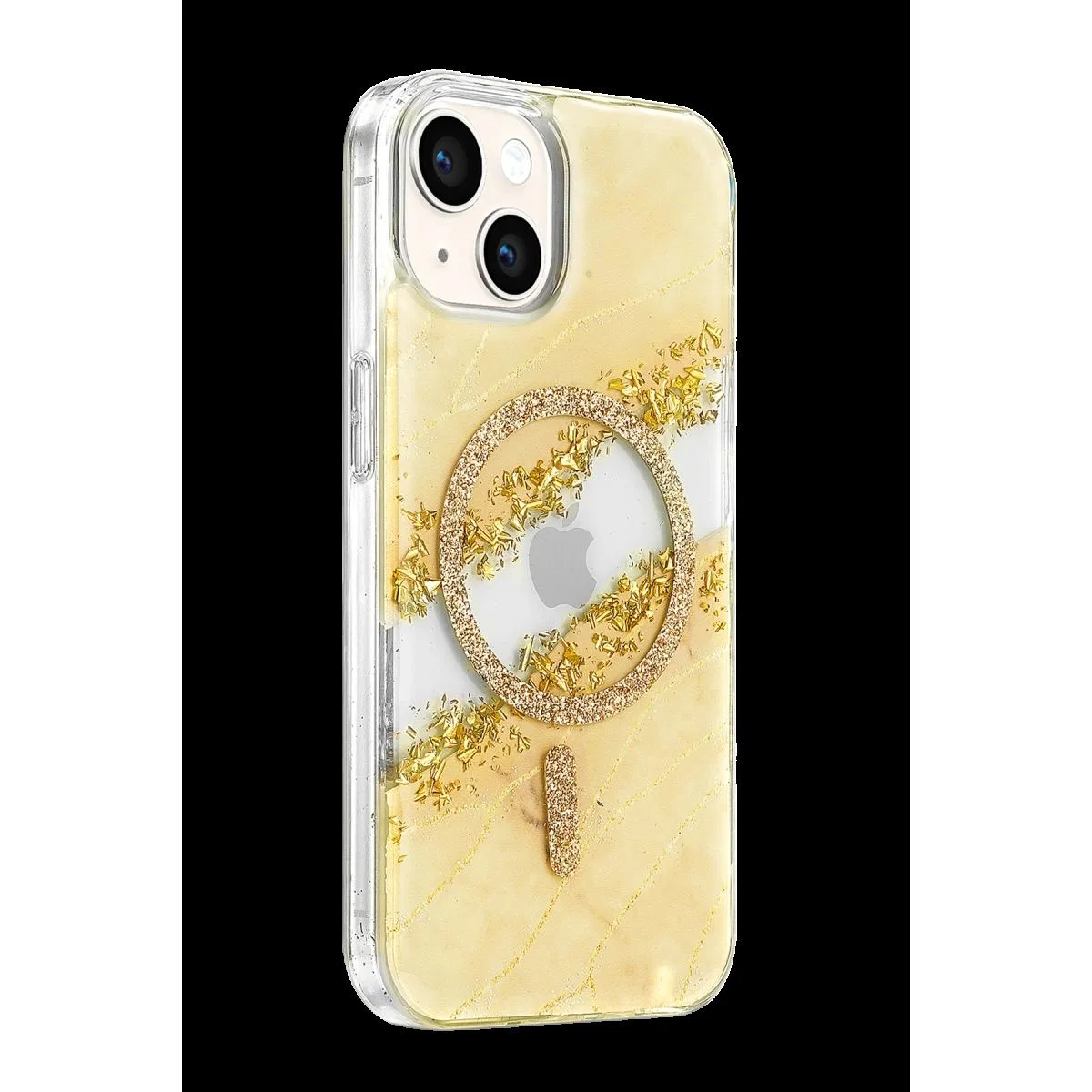 Onegif Apple İphone 14 Lotus Simli Magsafe Kapak - Gümüş görsel 2