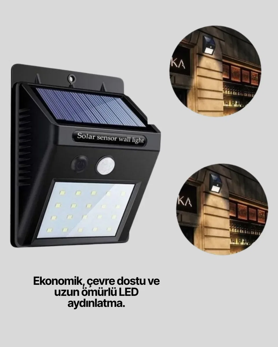 Hareket Algılamalı Solar LED Güvenlik Lambası Yeni Nesil görsel 5