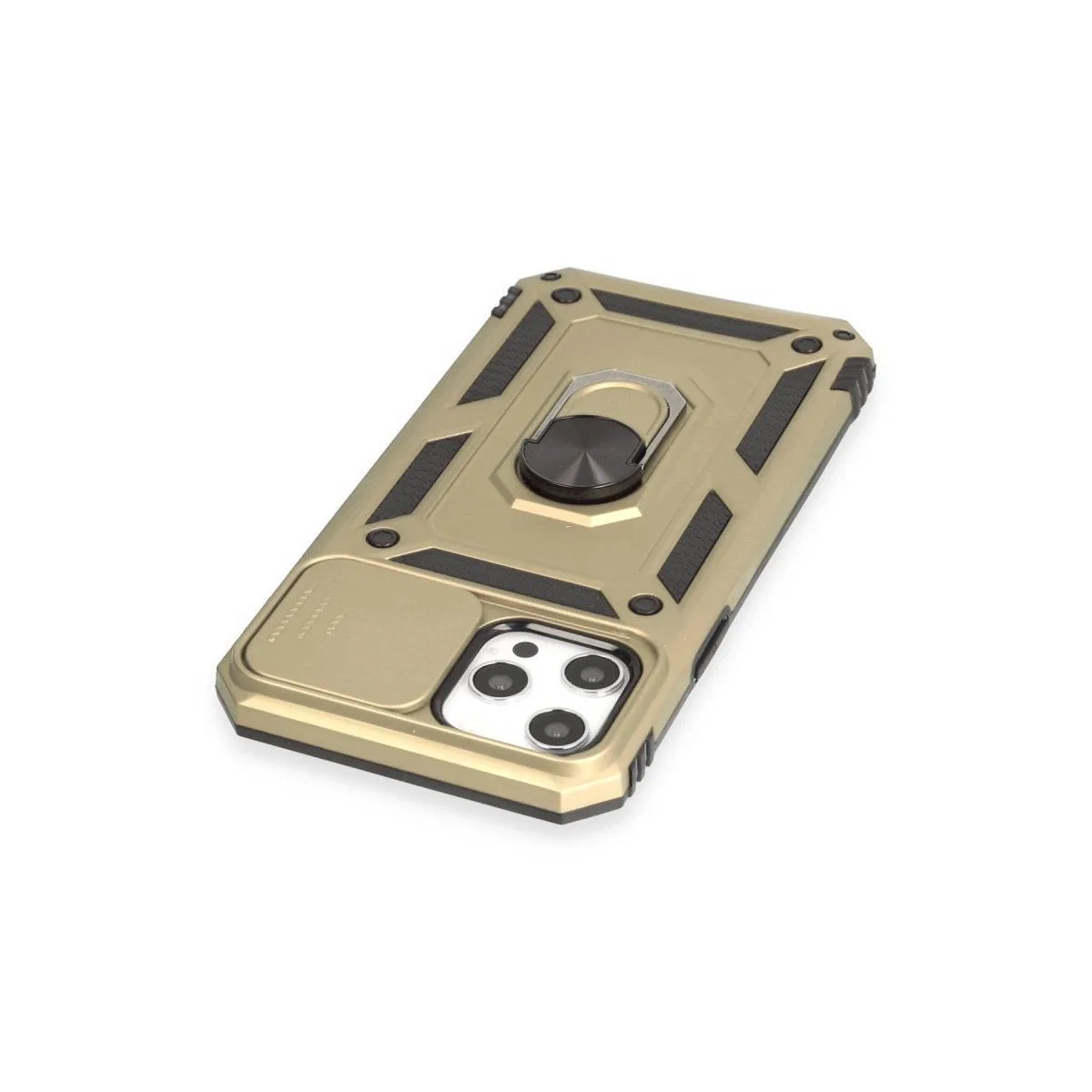 Apple İphone 12 Pro Max Kılıf Pars Lens Yüzüklü Silikon - Gold görsel 5