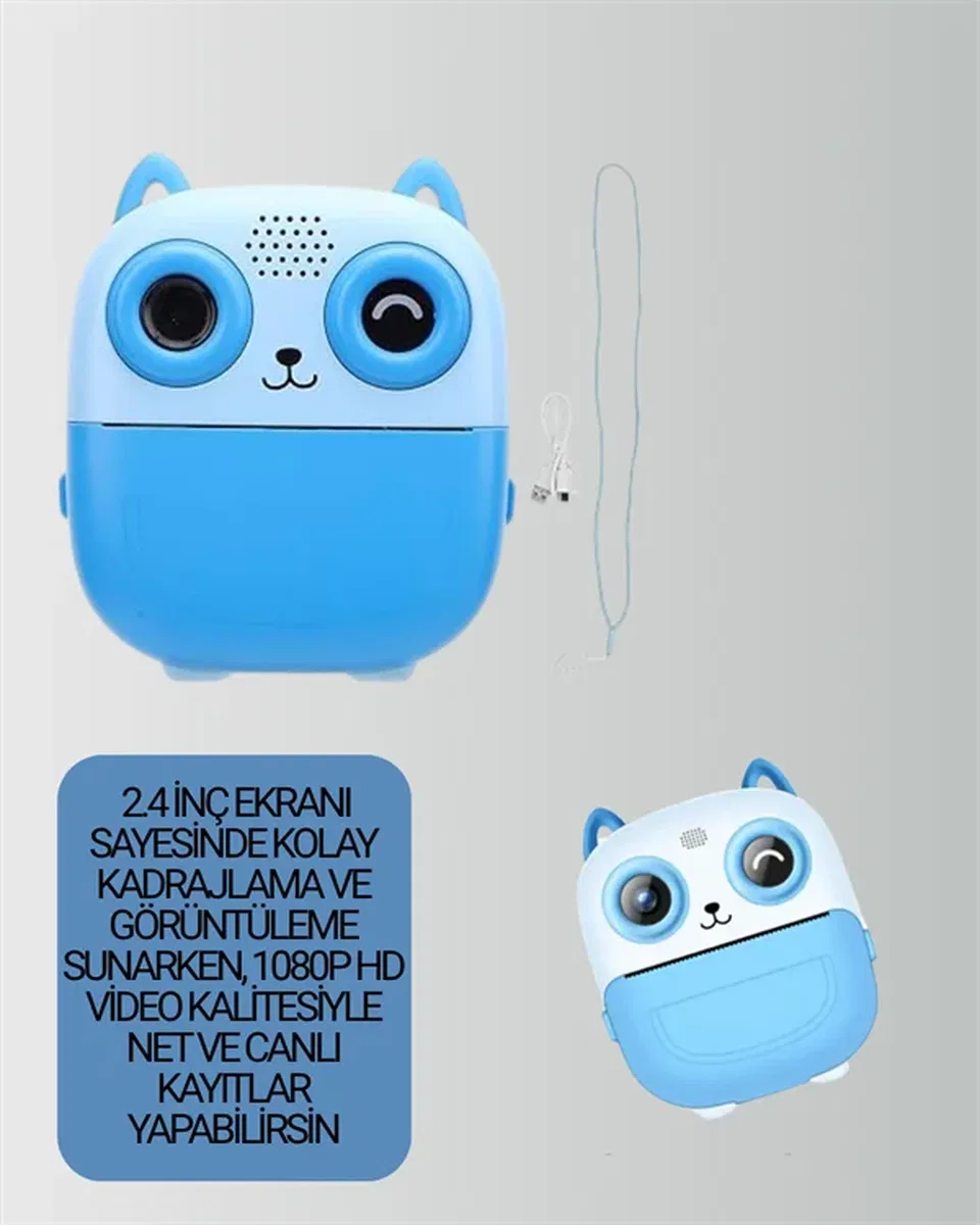 2. 4” Ekranlı Mini Kamera – 1080p Kayıt + Mürekkepsiz Yazdırma görsel 3