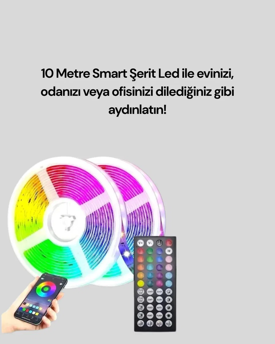 10 Metre USB Smart Şerit Led Kumandalı Telefon Kontrollü görsel 2
