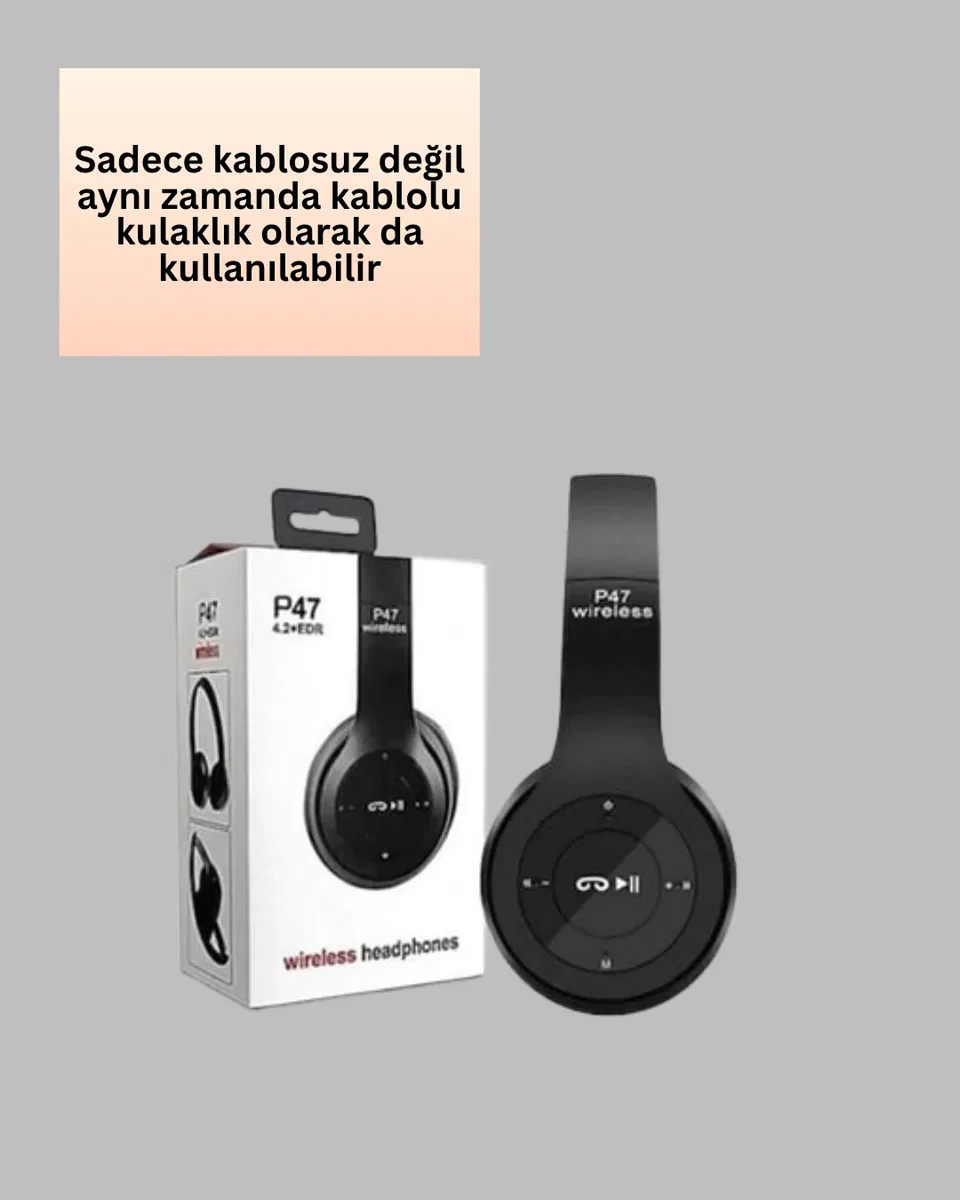 Kablolu & Kablosuz Kullanım Seçeneği Sunan Stereo Bluetooth Kulaklık görsel 4
