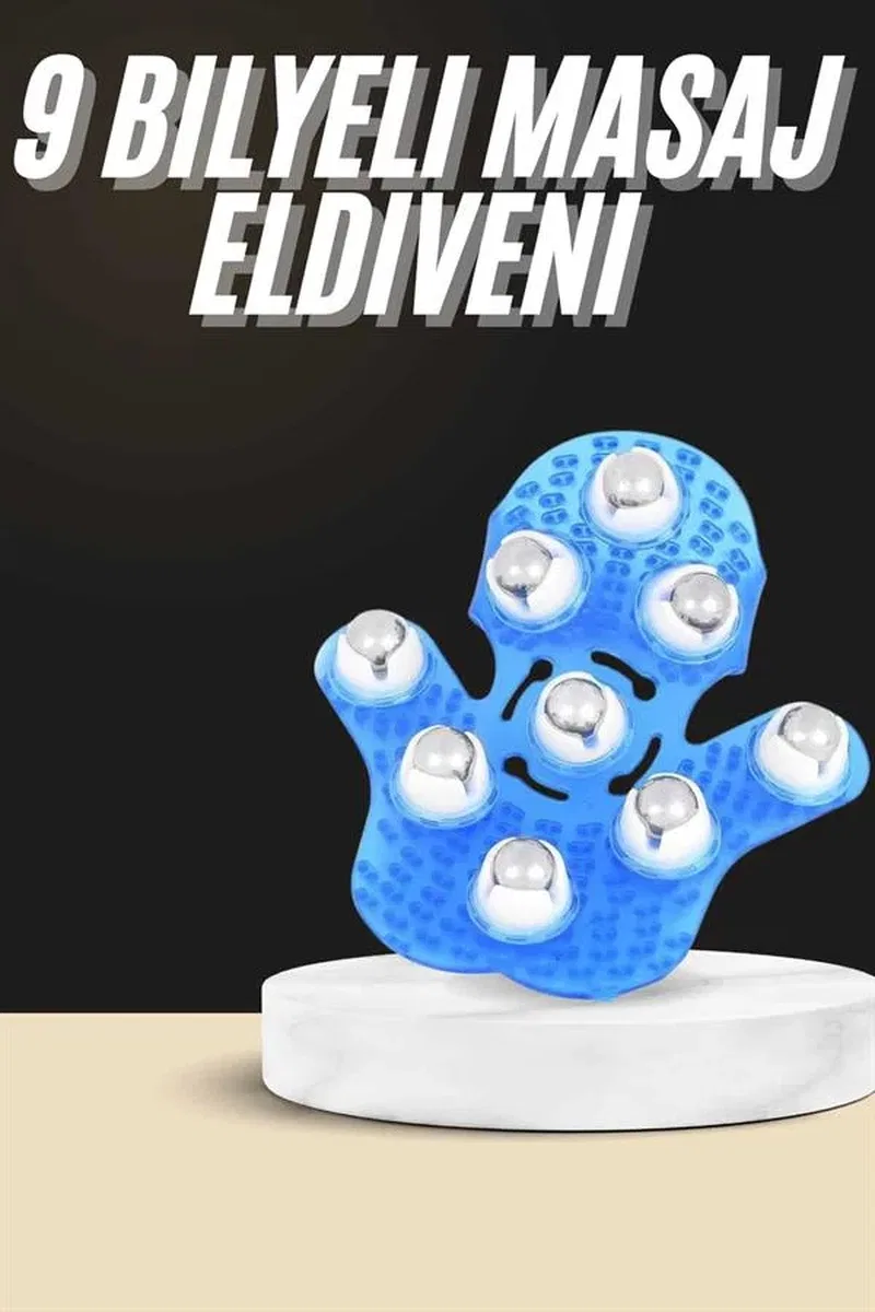 Selülit Giderici Masaj Eldiveni 9 Bilyeli Palm Masaj Eldiven Tam Vücut görsel 2