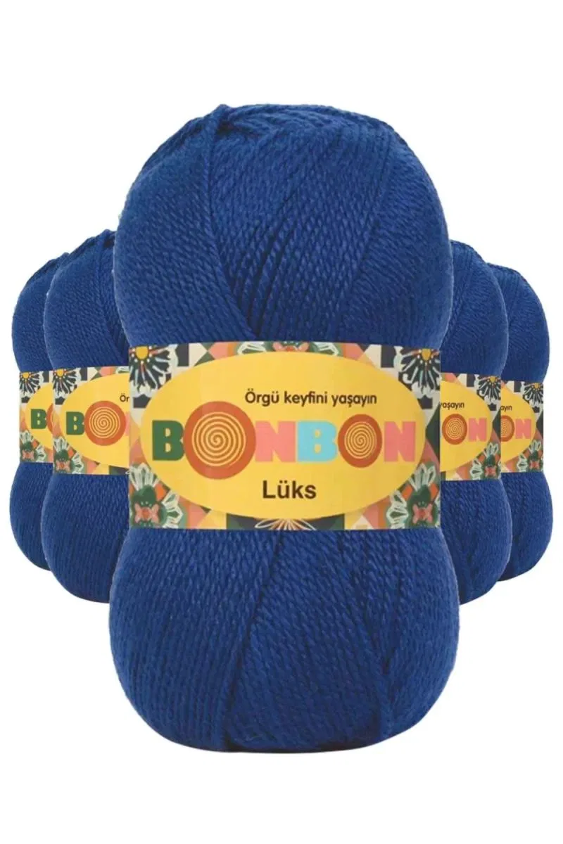 5 Adet Lüks Patik İpi Yünü Saks Mavi 98488 - bonbon mudanis