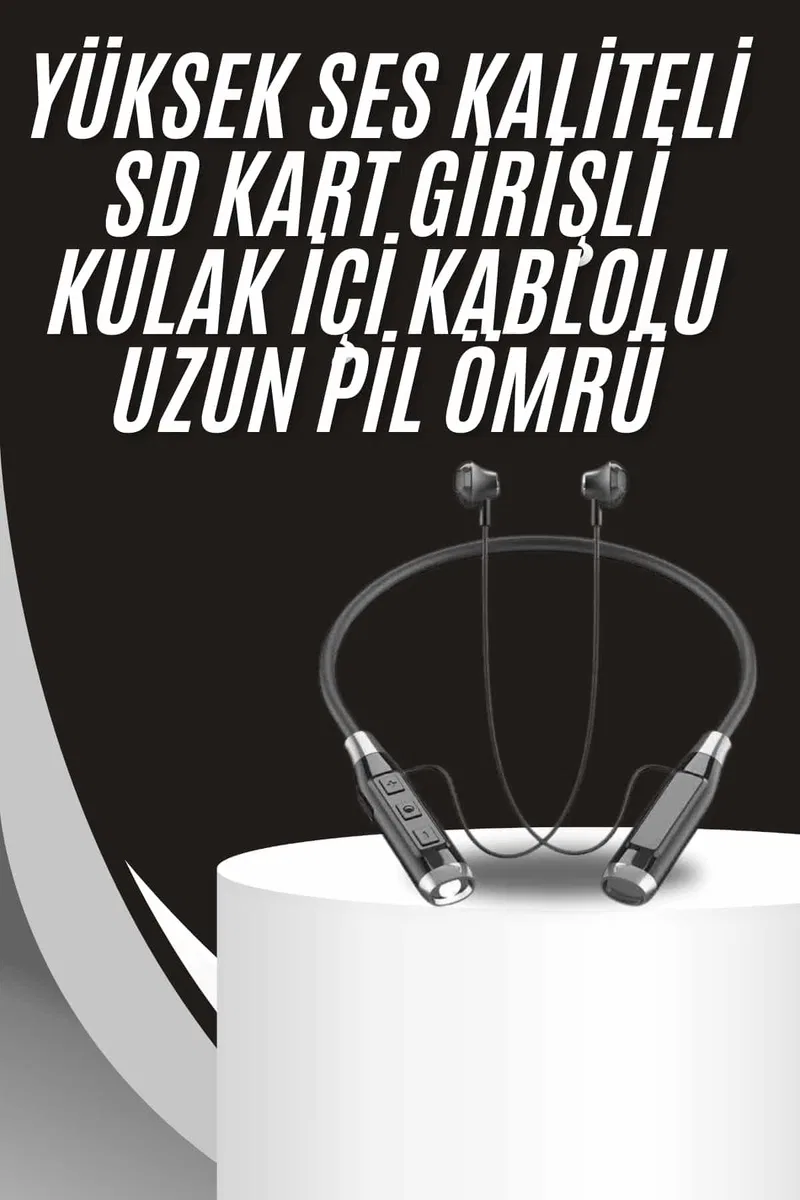 Boyun Bantlı Kulak İçi Kablolu Yüksek Ses Kaliteli Bluetooth Kulaklık görsel 2