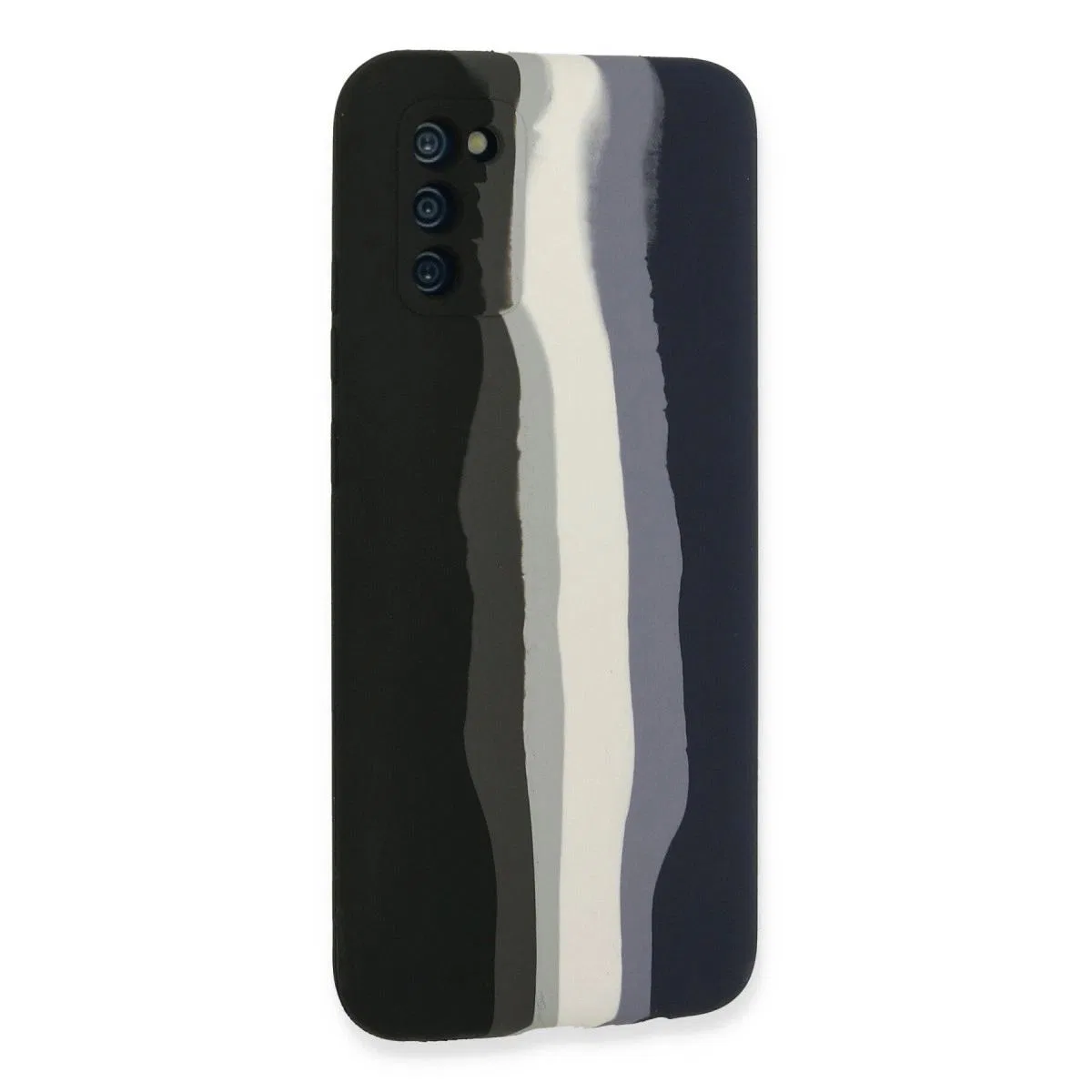 Samsung Galaxy A03s Kılıf Ebruli Lansman Silikon - Siyah-lacivert görsel 3