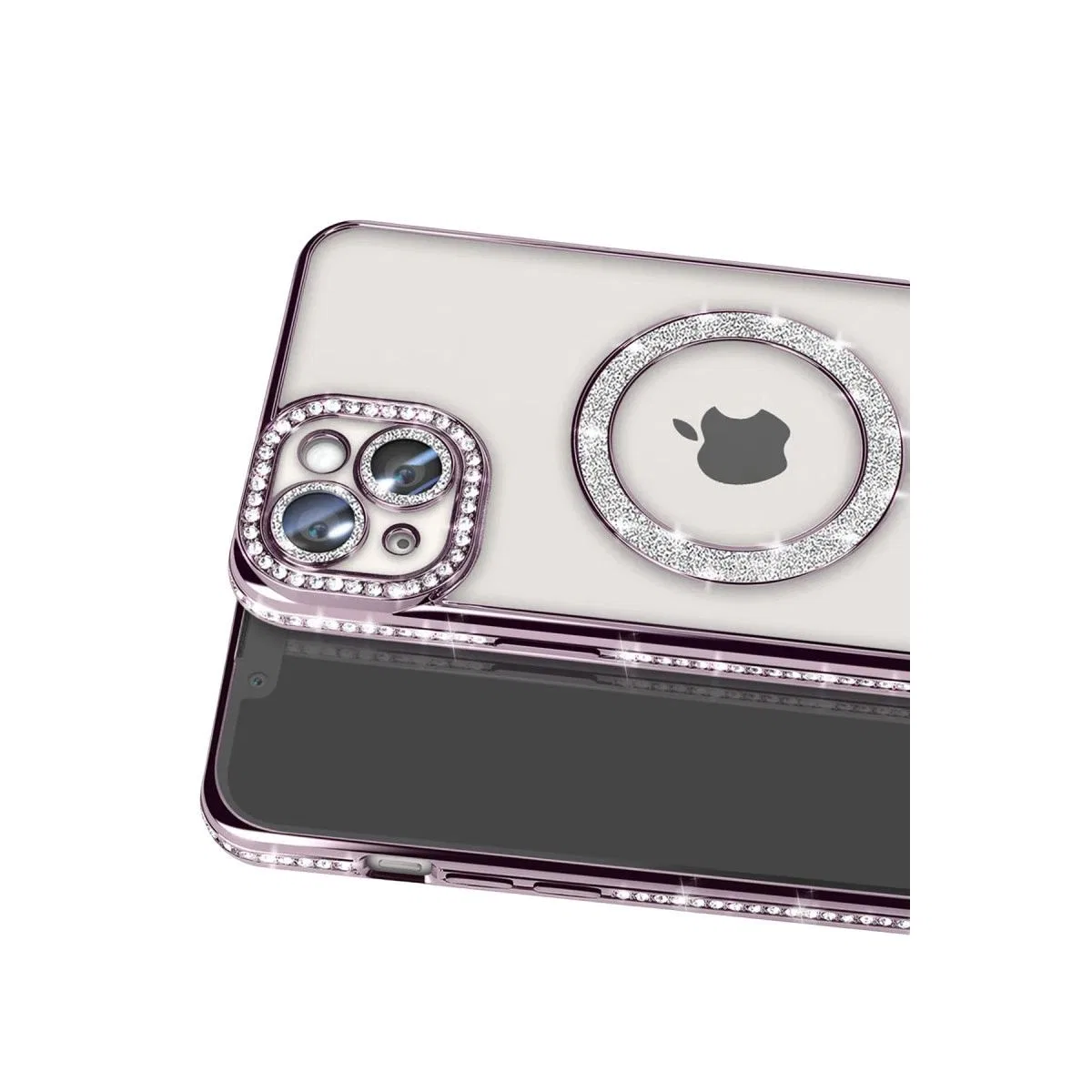 Apple İphone 15 Kılıf Joke Simli Magneticsafe Kılıf - Derin Mor görsel 2