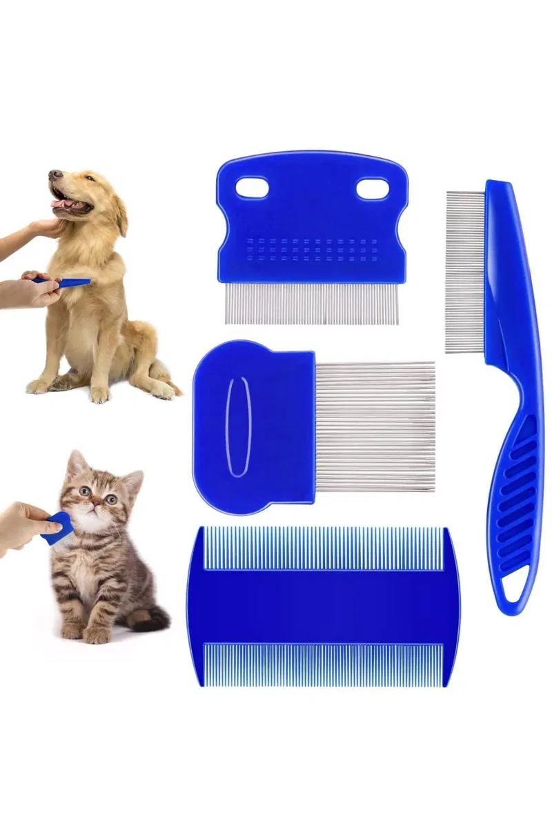 4'lü Bit Evcil Hayvan Tarak Seti Kedi Köpek Bit Tarak Seti Pire Tarağı görsel 2