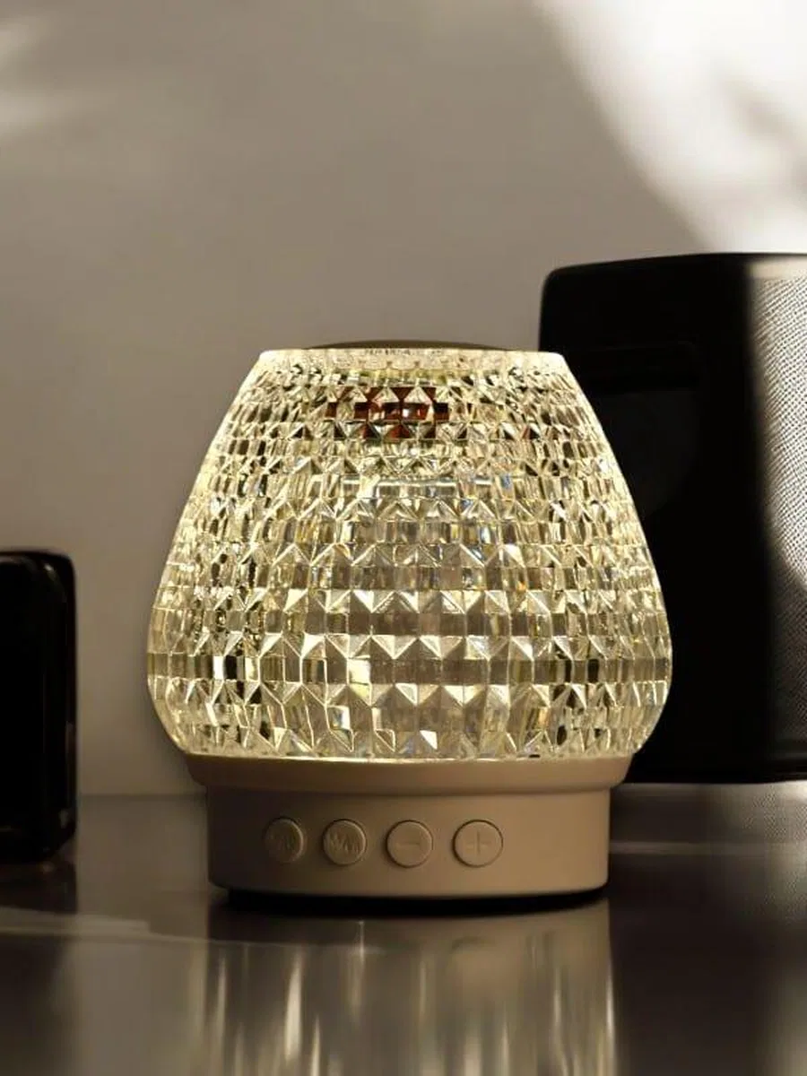 G5 Kristal Şarjlı Masa Lambası - 7 Renk Gece Lambası ve Bluetooth Hoparlör görsel 5