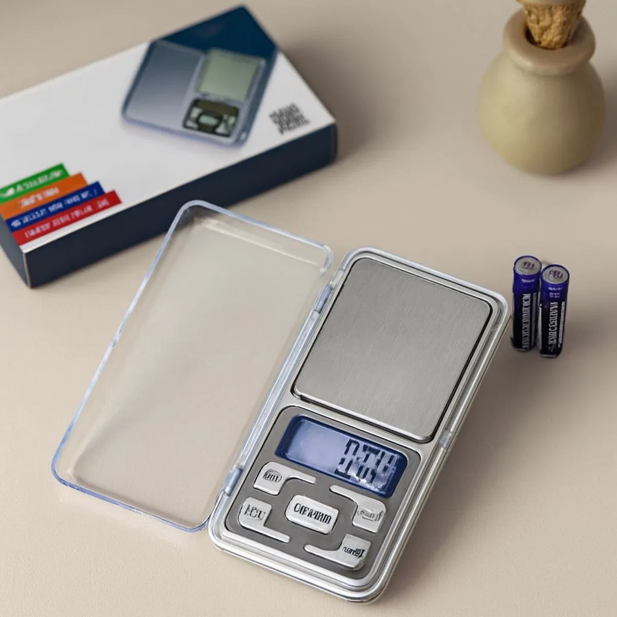Mini Hassas Terazi 300g/0. 01g (6x12 cm) Şeffaf Kapaklı, Pilli