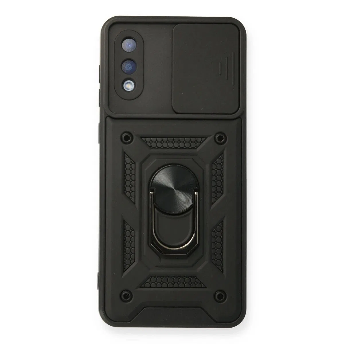 Samsung Galaxy A02 Kılıf Pars Lens Yüzüklü Silikon - Siyah