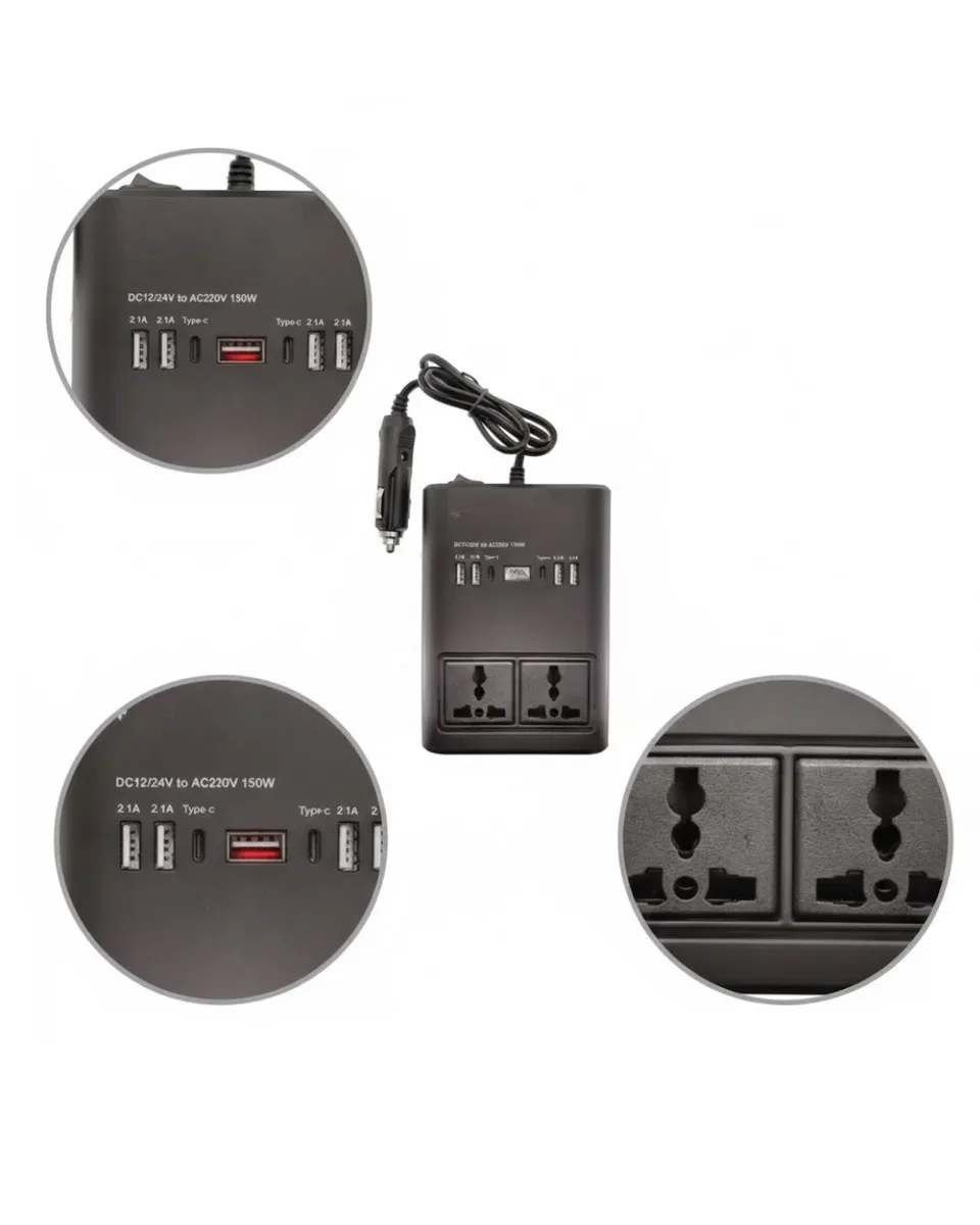 Araç Çakmak Girişli Güç İnvertörü 150W görsel 3