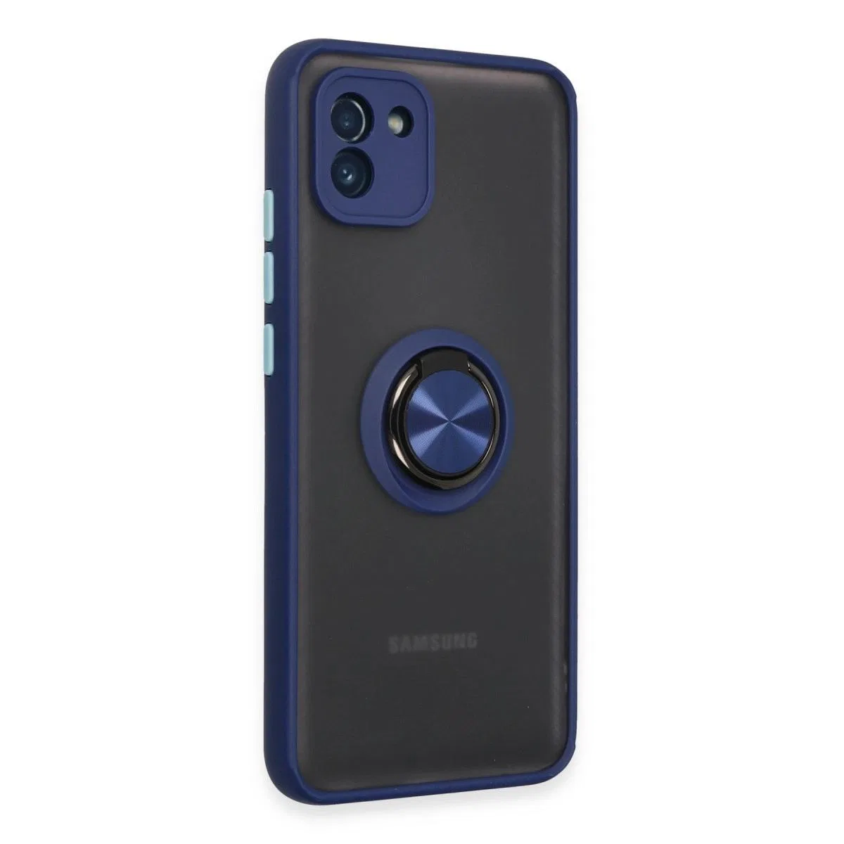 Samsung Galaxy A03 Kılıf Montreal Yüzüklü Silikon Kapak - Lacivert görsel 2