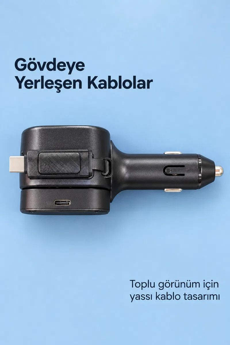 Uzayabilen Yassı Kablolu Çakmaklık Şarj Cihazı Type C ve Lightning