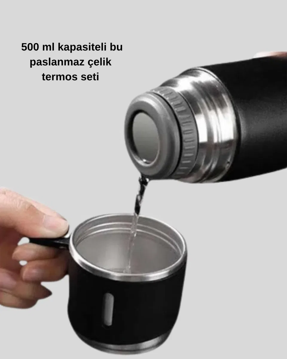 500 ml Vakumlu Termos – Çift Kat Paslanmaz Çelik, Sızdırmaz Kapağıyla Sıcak ve Soğuk İçeceklere Özel görsel 3