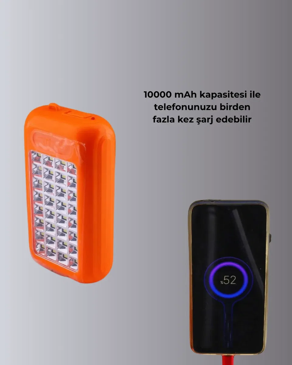 Güneş Paneli ile Şarj Olan 32 LED’li Powerbank Cihazı görsel 3
