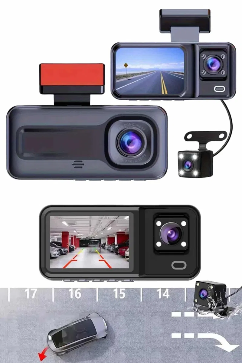 1080p Sürüş Kaydedici 2 İnç Araç Araba Ön İç Arka DVR IPS Ekran görsel 5