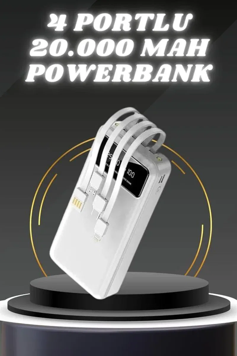 Powerbank Şarj Cihazı 4 Çıkışlı 20. 000 MAH Powerbank Kompakt Yüksek Kapasiteli Hızlı Şarj görsel 2