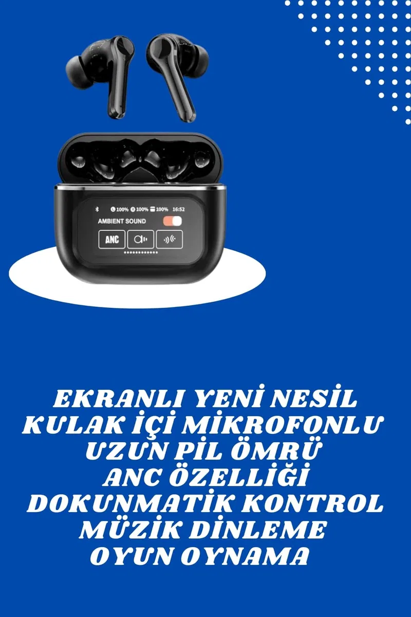 Ekranlı Yeni Nesil Pro Kulaklık ve Akıllı Saat Kampanyası Kulak İçi Mikrofonlu görsel 2