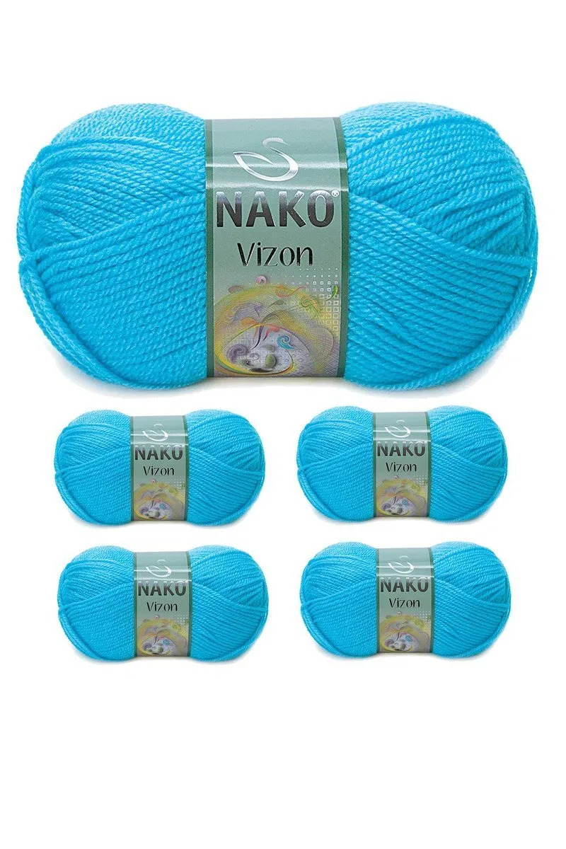 5 Adet Vizon Premium Akrilik El Örgü İpi Yünü Renk No: 235 Nazar Boncuğu