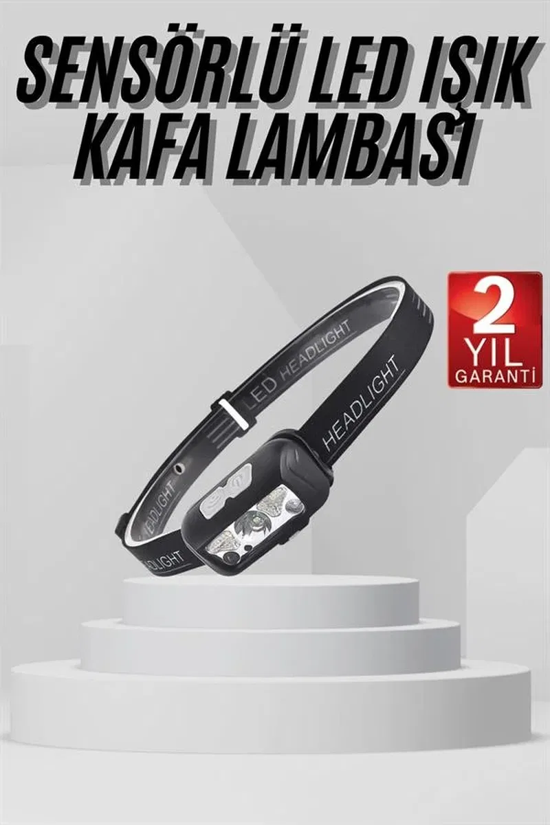 Sensörlü Şarjlı Type-c Şarj Işıklı Kafa Lambası Kamp Lambası görsel 2