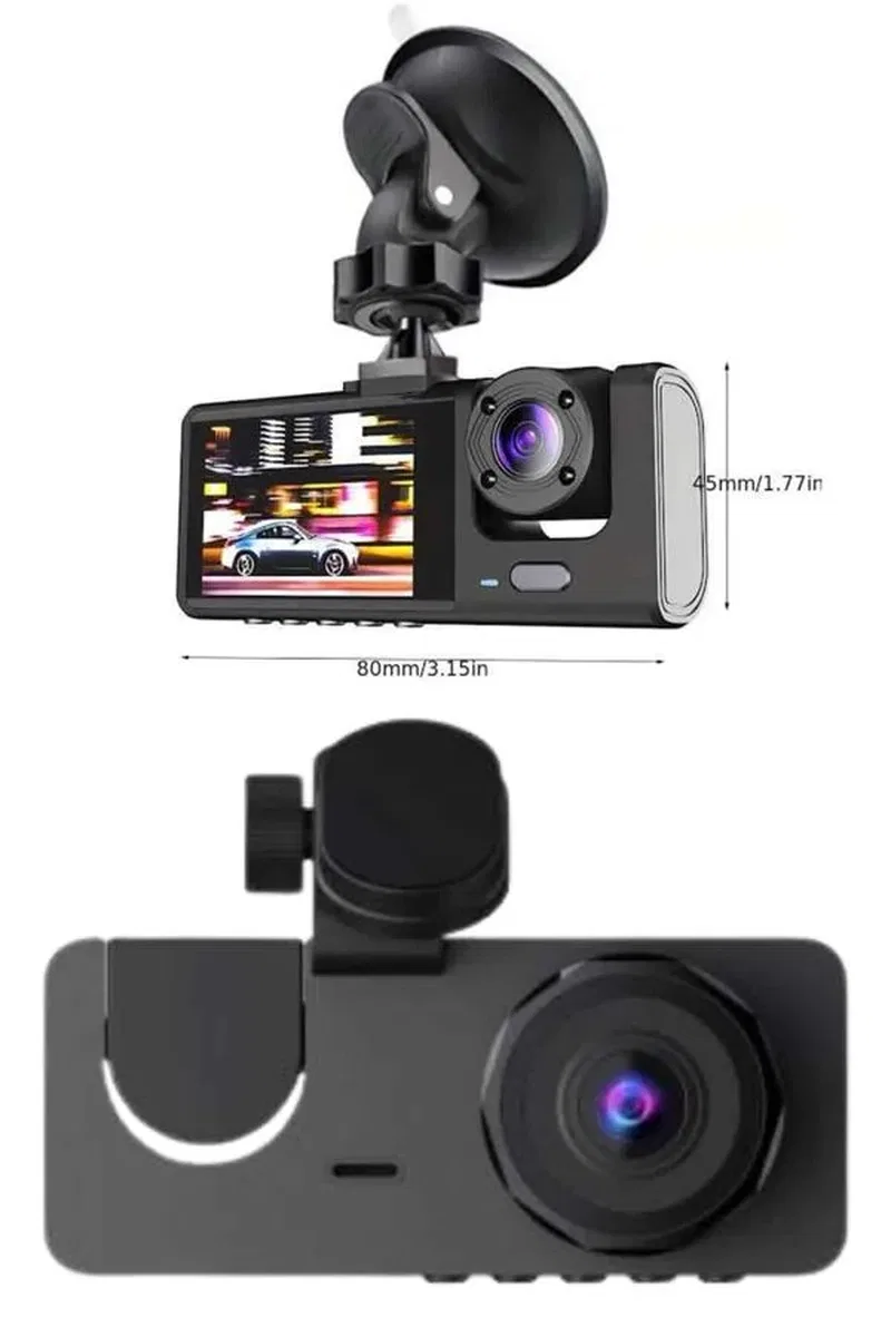 Yol Kayıt Araç Kamerası HD DVR 3 Kameralı 2. 0in Ekranlı Ön İç Arka görsel 3