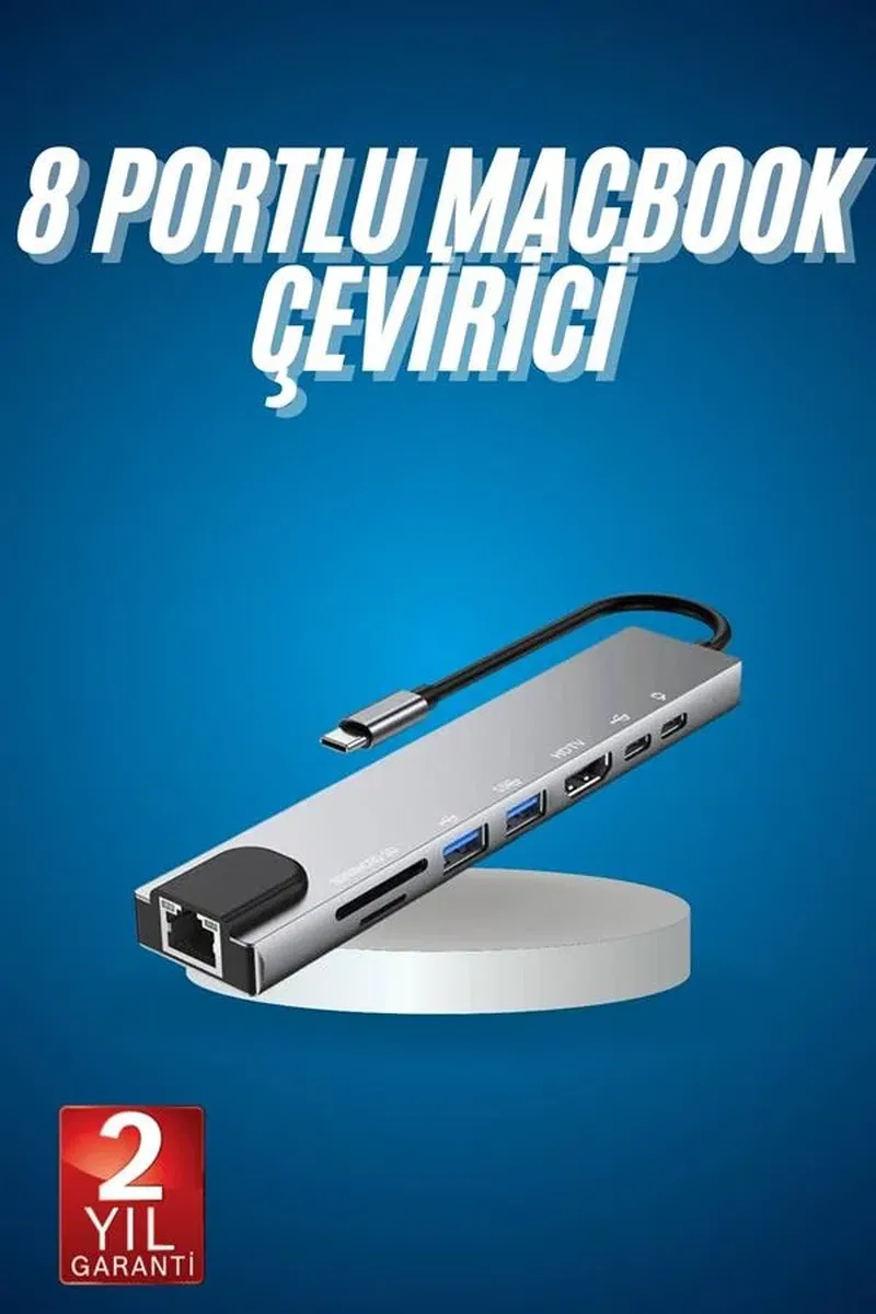 8 Port Çoklayıcı Macbook Ile Uyumlu Çoğaltıcı Type-C dönüştürücü TF SD kart görsel 2