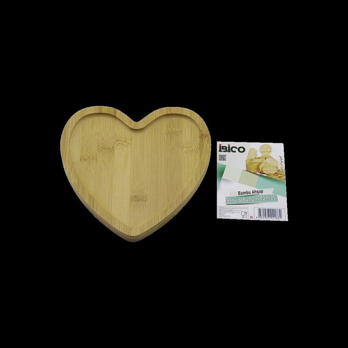 Kalp Model Bambu Ahşap Sunum Tepsisi - 20. 5 x 19. 5 x 1. 4 cm görsel 2