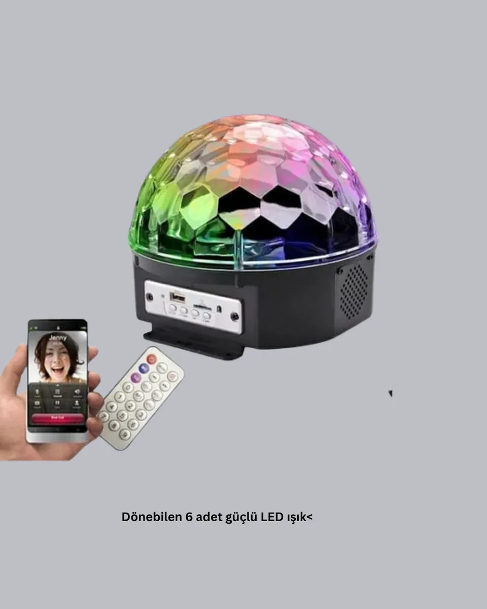 LED Disko Küresi Bluetooth Hoparlörlü Ritimle Senkronize Döner Işıklı görsel 5