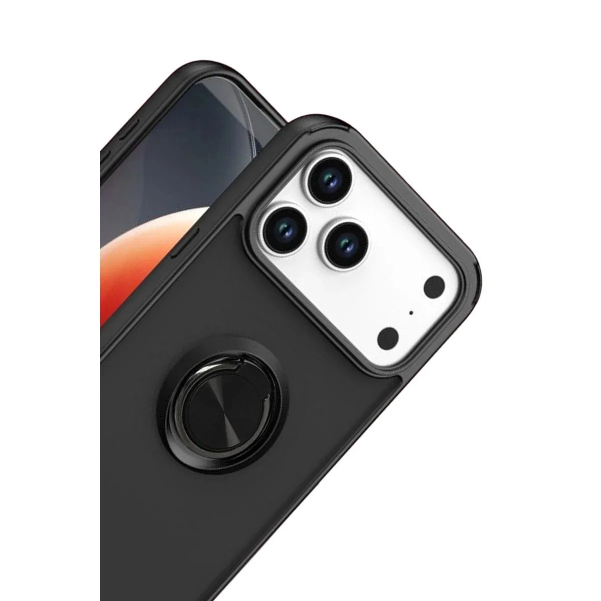 Apple İphone 17 Pro Max Montreal Yüzüklü Silikon Kapak - Siyah görsel 2