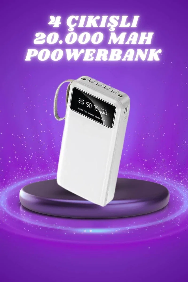 Powerbank Şarj Cihazı 4 Çıkışlı 20. 000 Mah Powerbank Taşınabilir Çoklu Giriş