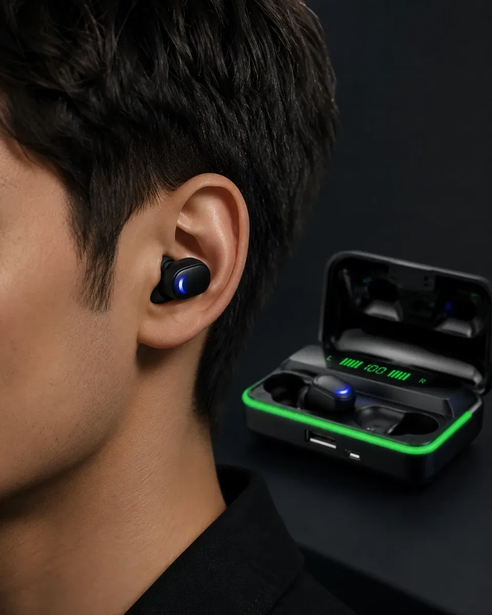 Bluetooth 5. 1 Oyuncu Kulaklığı LED Ekranlı Powerbank Kulaklık