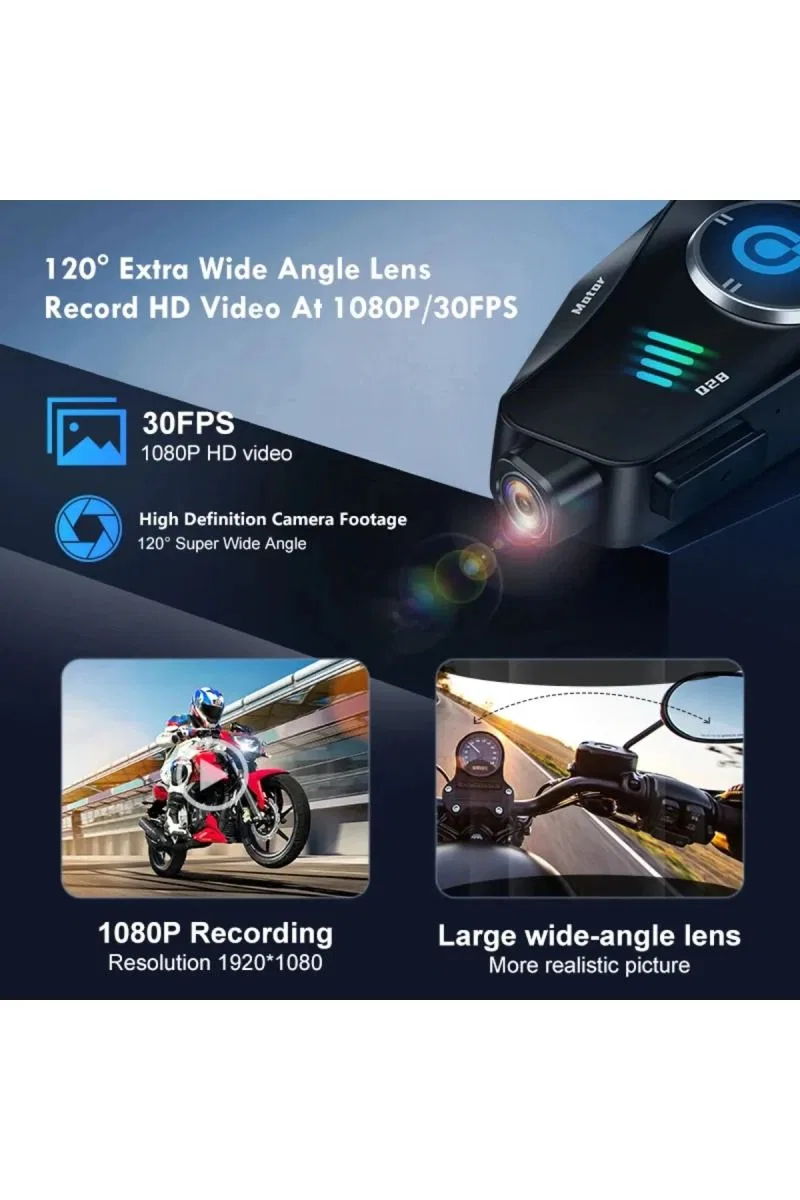 Q28 Motosiklet Kask Bluetooth Kulaklık 1080p Kamera Interkom Kulaklık Su Geçirmez Intercom görsel 4