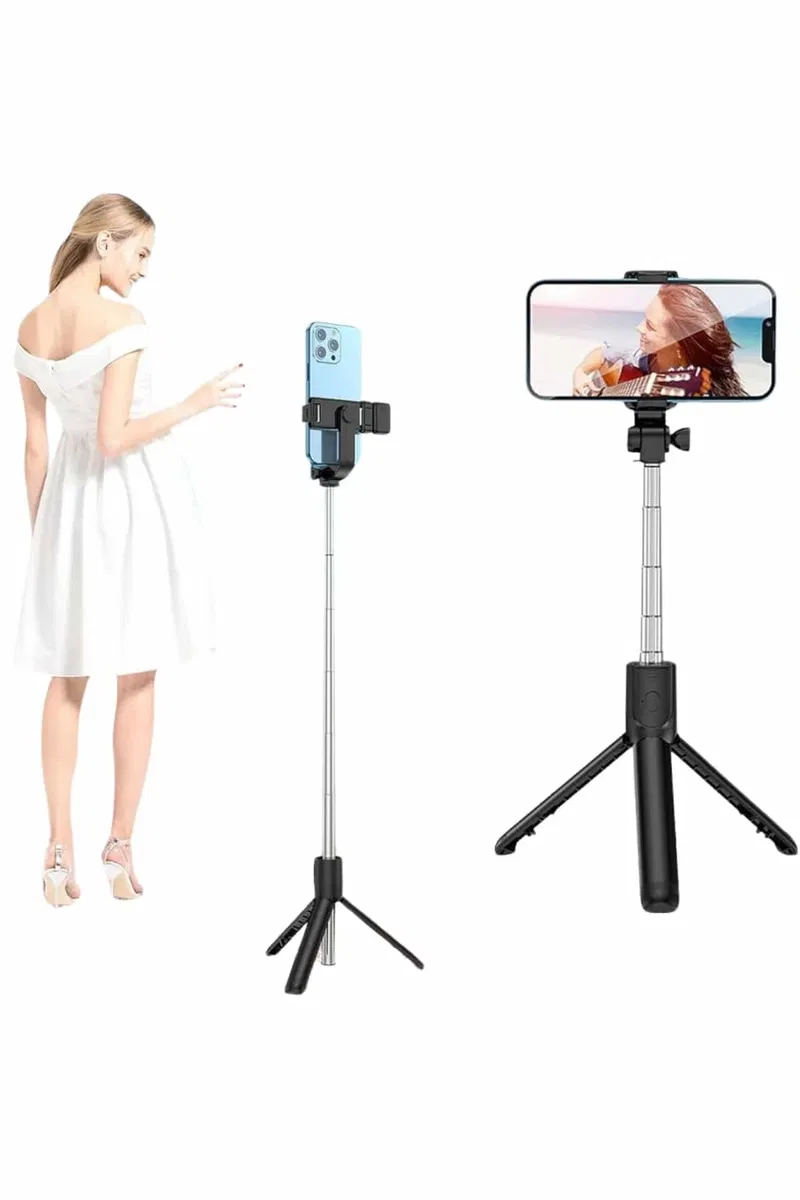 Selfie Çubuğu Tripod Bluetooth Kumandalı Selfie Çubuğu Telefon Tutucu görsel 4