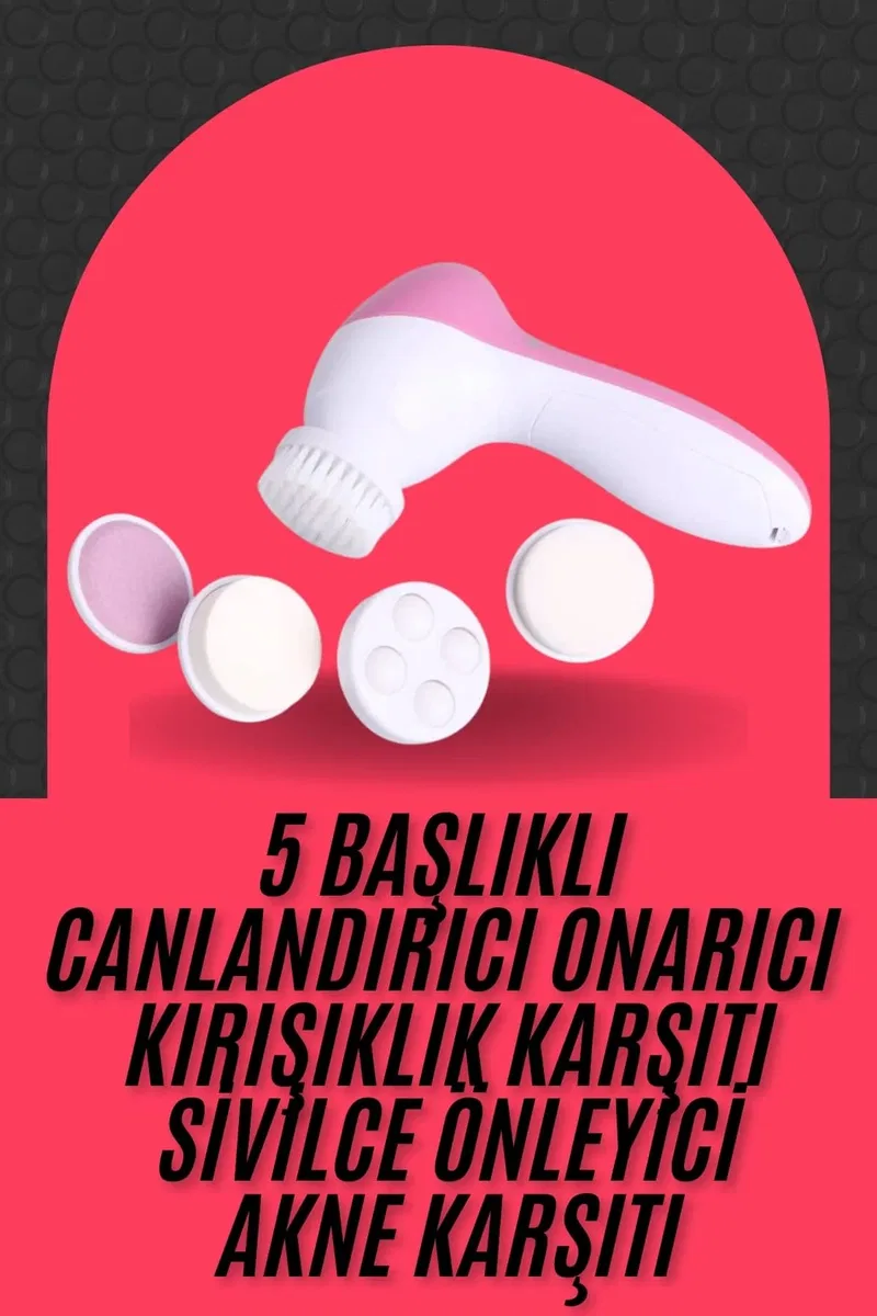 Cilt Temizleme ve Masaj Aleti 5 Başlıklı Akne ve Sivilce Önleyici görsel 2