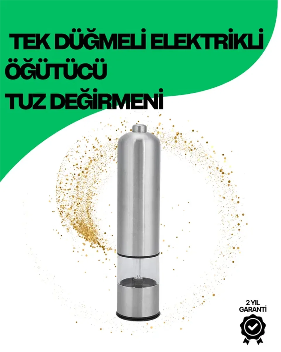 Şeffaf Hazneli Elektrikli Tuz Karabiber Öğütücü Pilli Taşınabilir Mutfak Aleti