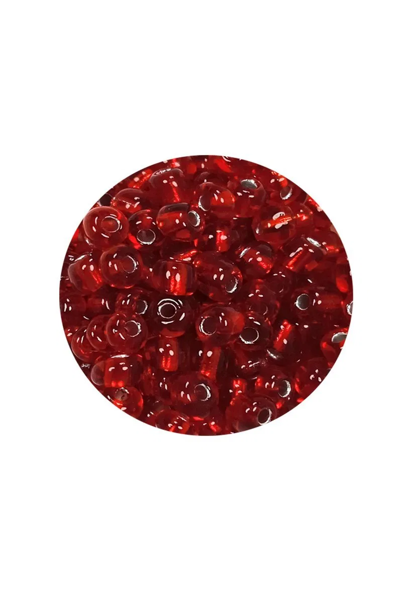 Dökme Cam Kum Boncuk Büyük Boy (6/0) 4 mm - 60 Gram - Şeffaf Kırmızı - BNC115 görsel 2