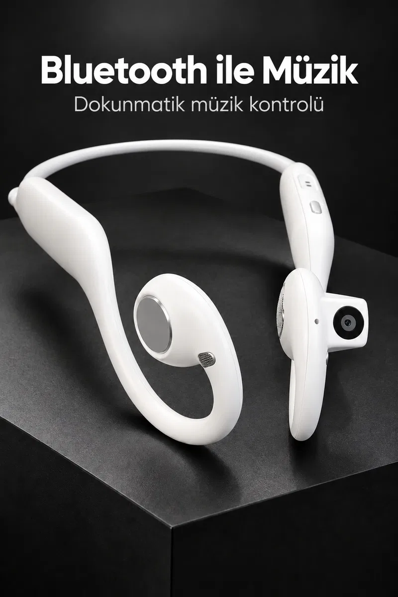 Fotoğraf Çekebilen Bluetooth Kulaklık Mikrofonlu Açık Kulak Tasarım görsel 3